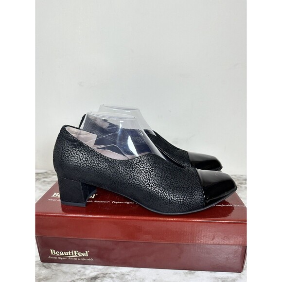 BeautiFeel Meryl Cap Toe Suede + Leather High Heels Pumps NEW Black Size EU41 - Picture 1 of 12